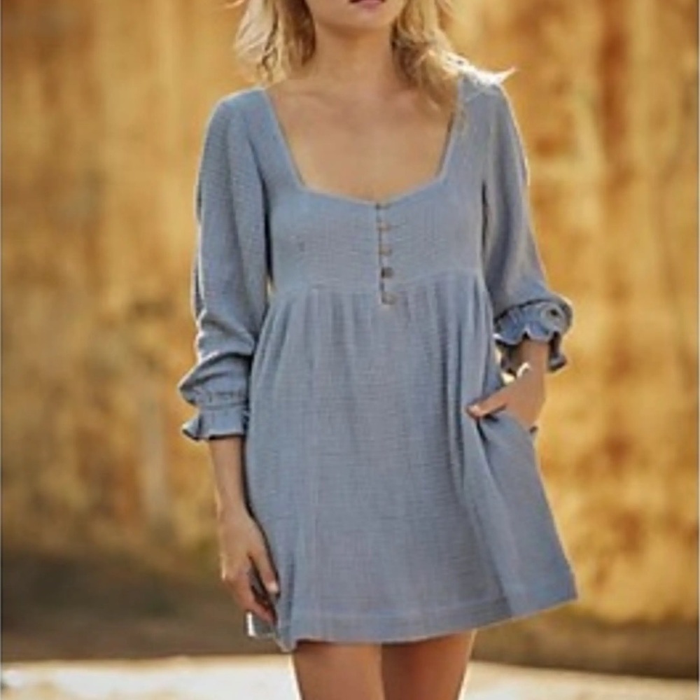 Free People Go To Endless Summer Waffle Knit Thermal Dress XS